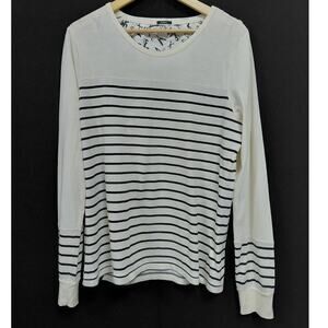 DENHAM Medium Striped Cotton Long Sleeve Top Size Knit Crew Neck Size Medium
